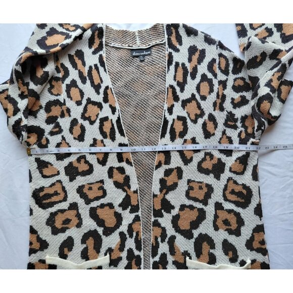 Alison Andrews Animal Print Cardigan XL Open Front Knit Coatigan Pockets Boho - Picture 10 of 11